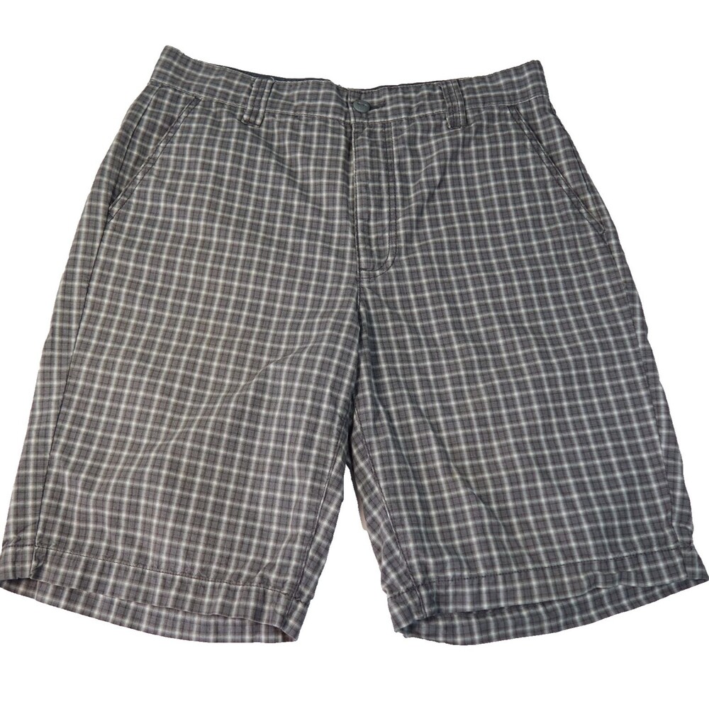 Calvin Klein Jeans Mens Size 32 Green Plaid Bermuda Shorts Flat Front